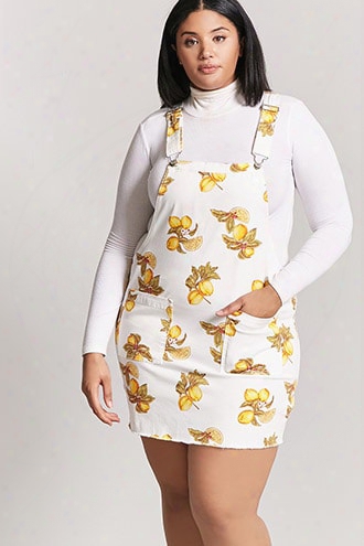 Plus Size Lemon Print Overall Dress