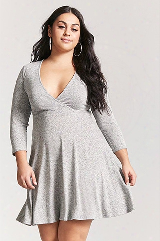 Plus Size Marled Surplice Dress