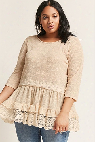 Plus Size Marled Tiered-hem Top