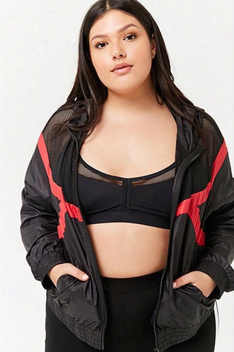 Plus Size Mesh-panel Windbreaker