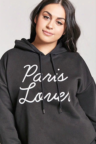 Plus Size Paris Lover Pullover Graphic Hoodie