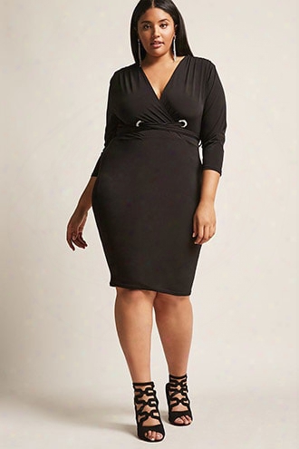 Plus Size Plunging Surplice Dress