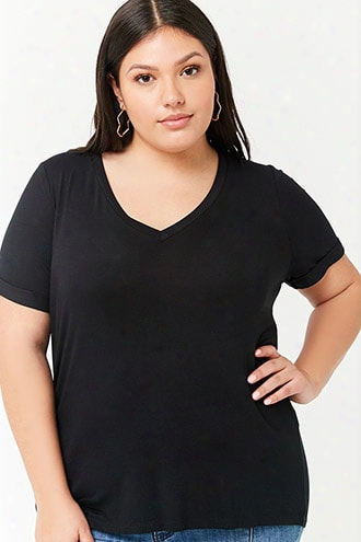 Plus Size Plunging V-neck Tee