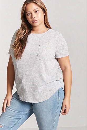 Plus Size Slub-knit Striped High-low Tee