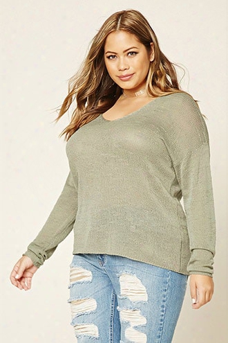 Plus Size Slub Knit Sweater