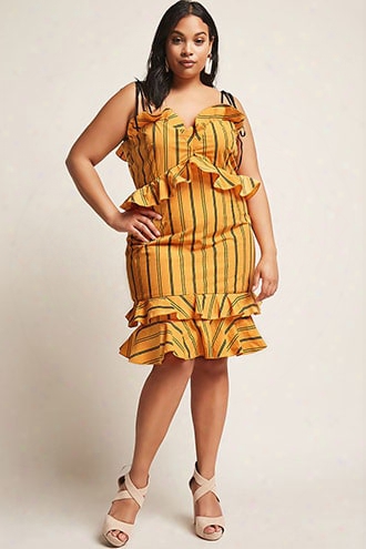 Plus Size Stripe Ruffle Dress