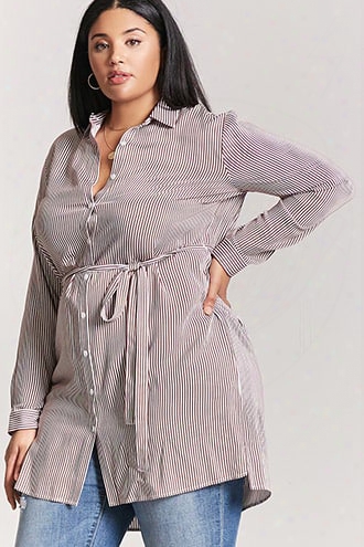 Plus Size Stripe Shirt Dress