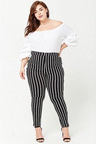 Plus Size Striped Ankle Pant