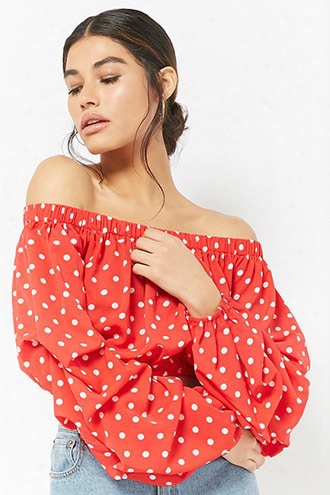 Polka Dot Off-the-shoulder Crop Top