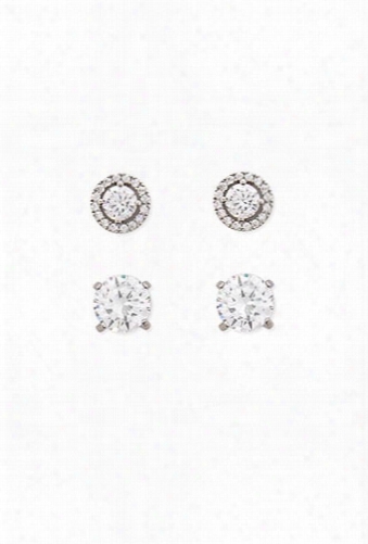 Rhinestone Halo Stud Earring Set