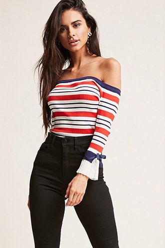 Ribbed Stripe Off-the-shoulder Top