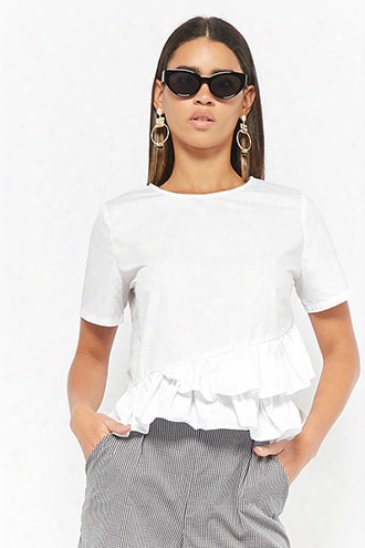 Ruffle-hem Poplin Top