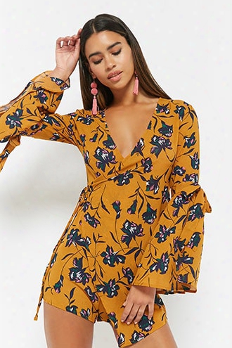 Selfie Leslie Floral Surplice Skort Romper