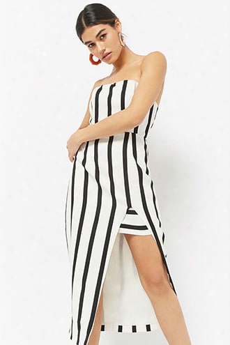 Selfie Leslie Striped Slit Midi Dress