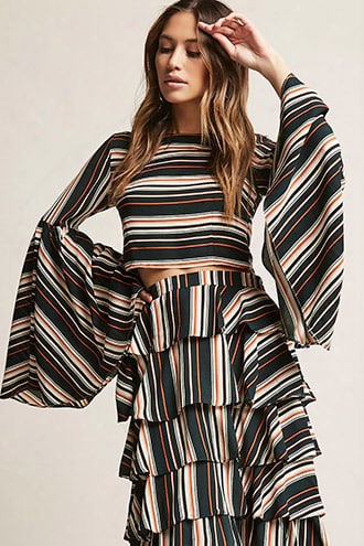 Semi-sheer Striped Crop Top