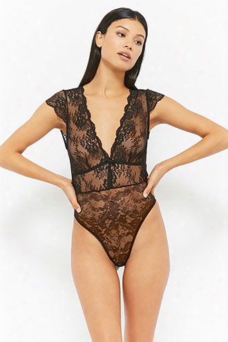 Sheer Cutout Lace Teddy