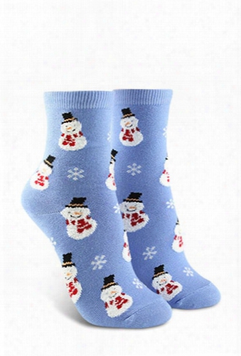 Snowman Print Crew Socks