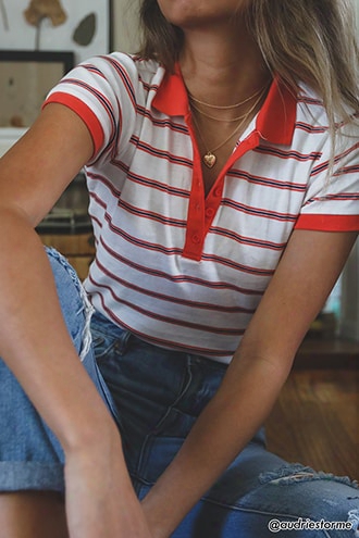 Stripe Contrast Polo