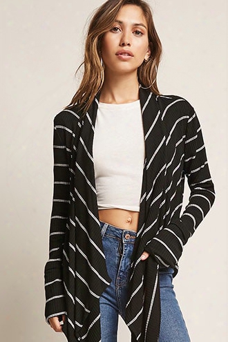 Striped Angle-front Cardigan