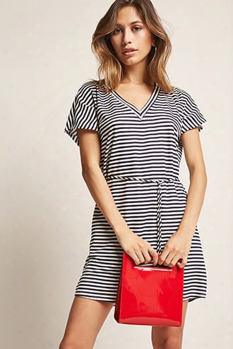 Striped V-neck Dress