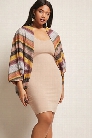 Plus Size Open-Front Stripe Cardigan