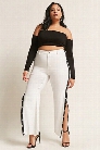 Plus Size Snap-Button Stripe Pants