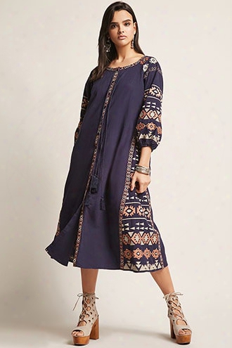 Tribal-inspired Embroidered Peasant Maxi Dress