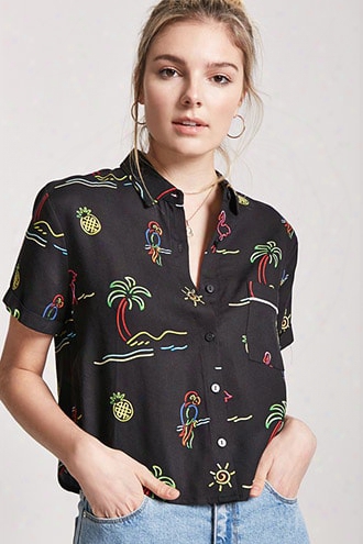 Tropical Print Pocket Shirt