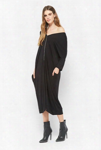 Zip-up Dolman Sleeve Dress