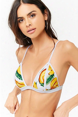 Banana Print Triangle Bikini Top