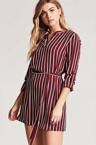 Belted Striped Shirt Dress