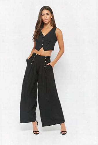 Button-front Vest & Double-breasted Pants Set