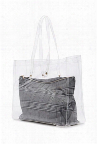 Clear Tote & Glen Plaid Pouch