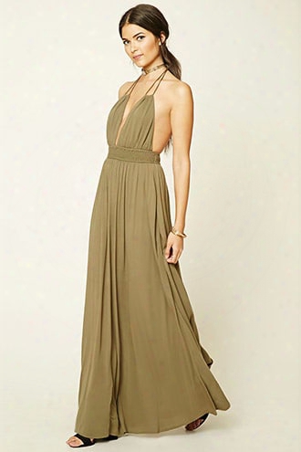 Contemporary Smocked Halter Maxi Dress