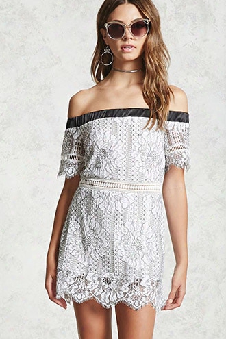 Contrast Embroidered Lace Dress