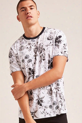 Contrast Floral Print Tee