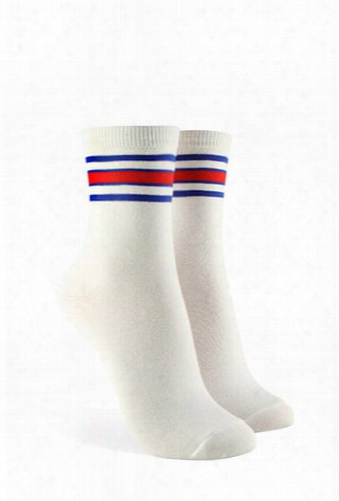 Contrast Stripe Crew Socks