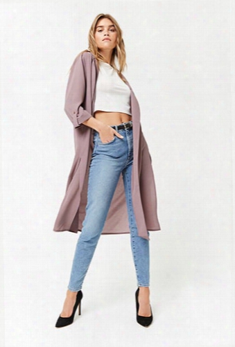 Crepe Open-front Duster Jacket