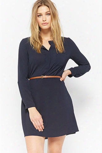 Crepe Popover Shirt Dress