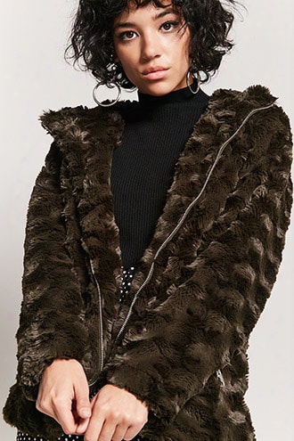 Curly Faux Fur Hooded Jacket