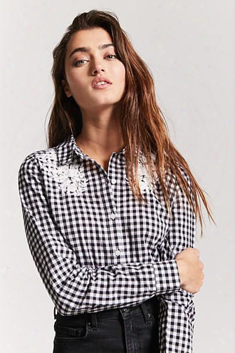 Embroidered Gingham Print Shirt