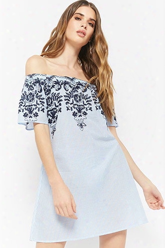 Embroidered Off-the-shoulder Dress