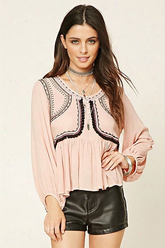 Embroidered Tassel Top