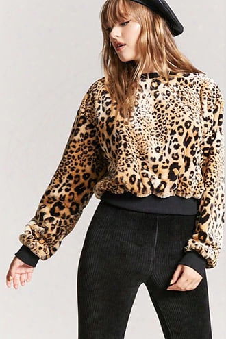 Faux Fur Leopard Print Sweater