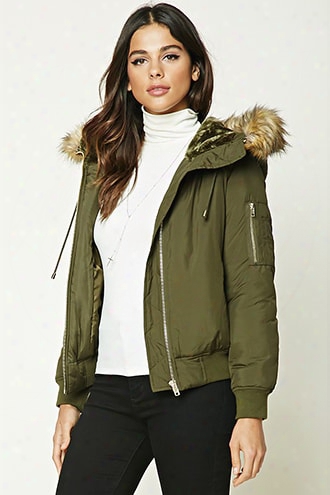 Faux Fur-lined Hooded Jacket