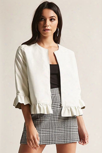 Faux Leather Ruffle Jacket