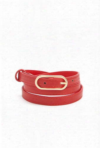 Faux Leather Skinny Belt