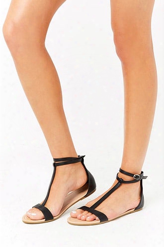 Faux Leather T-strap Sandals