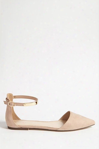 Faux Suede Ankle Strap Flats