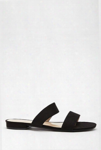 Faux Suede Double-strap Slides